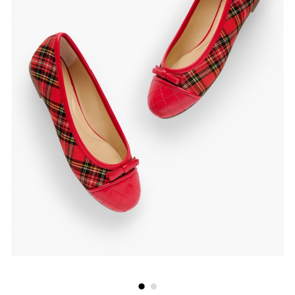 Talbots Red Plaid Quilted Ballet Flats